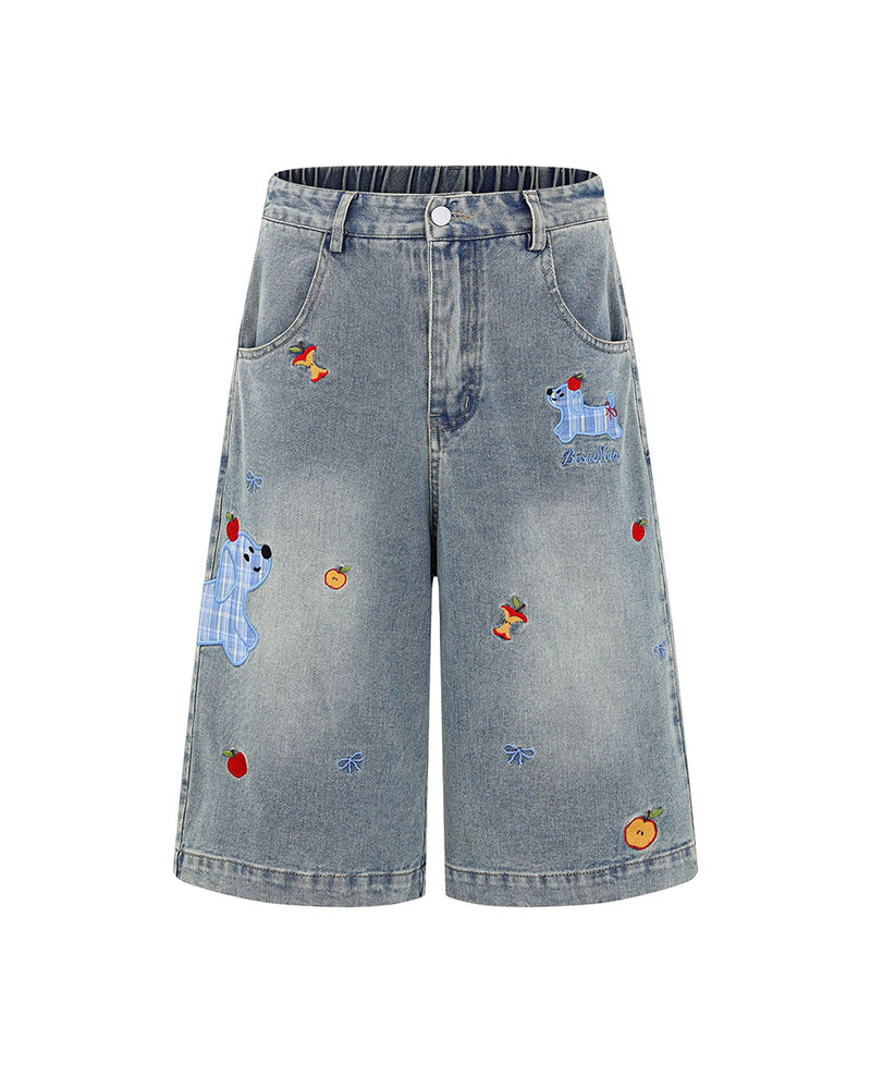 シンプルパピーデニムショーツ