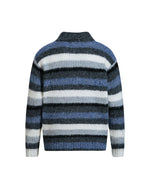 コントラストストライプのプルオーバーセーター