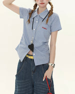 レトロチェック柄半袖シャツ