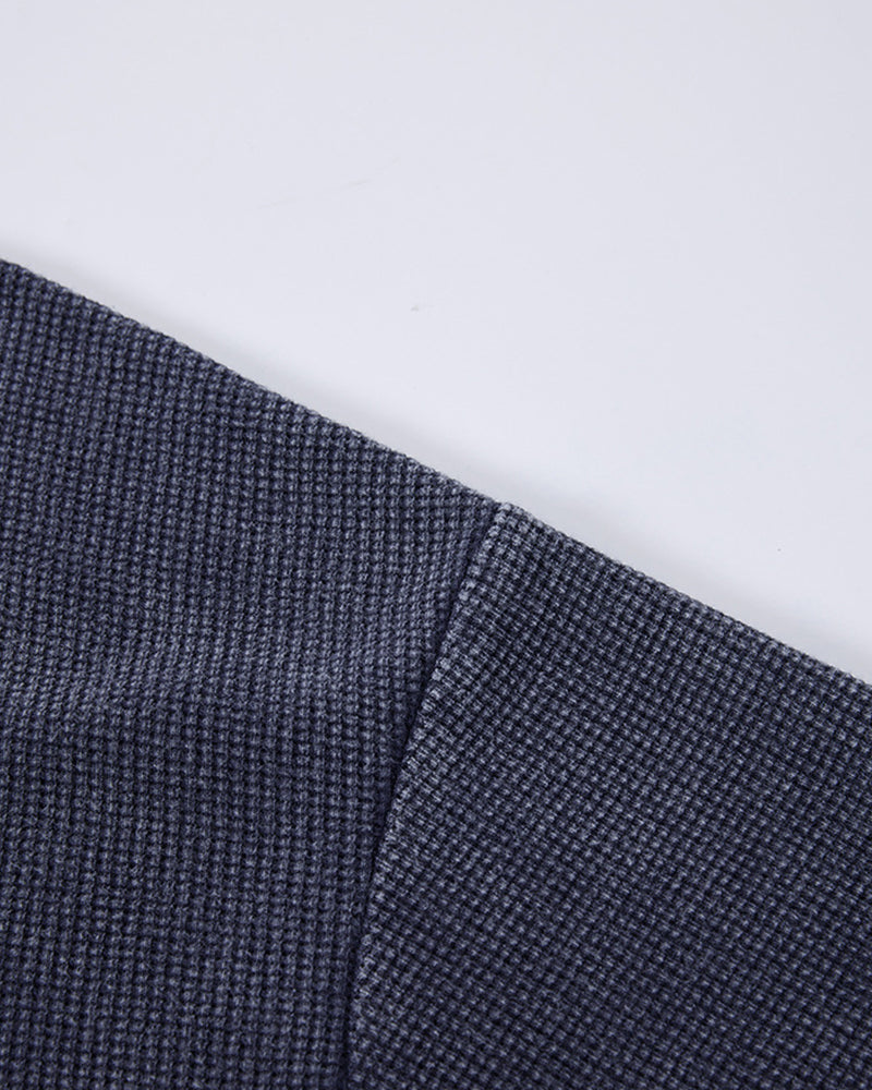 235g Distressed waffle-knit polo shirt