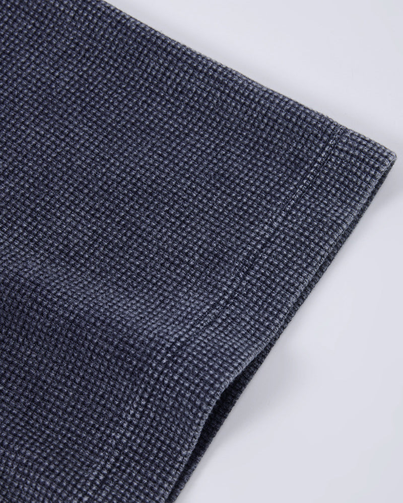 235g Distressed waffle-knit polo shirt