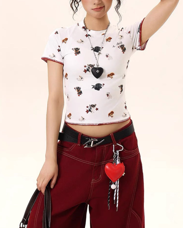 Fun pattern short sleeves