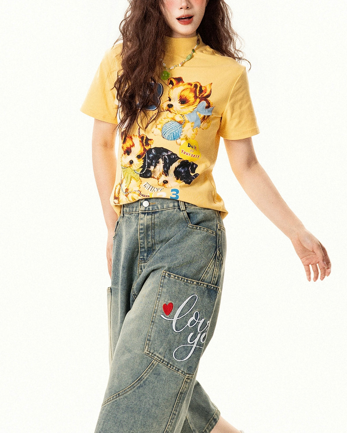 Dog print short sleeves