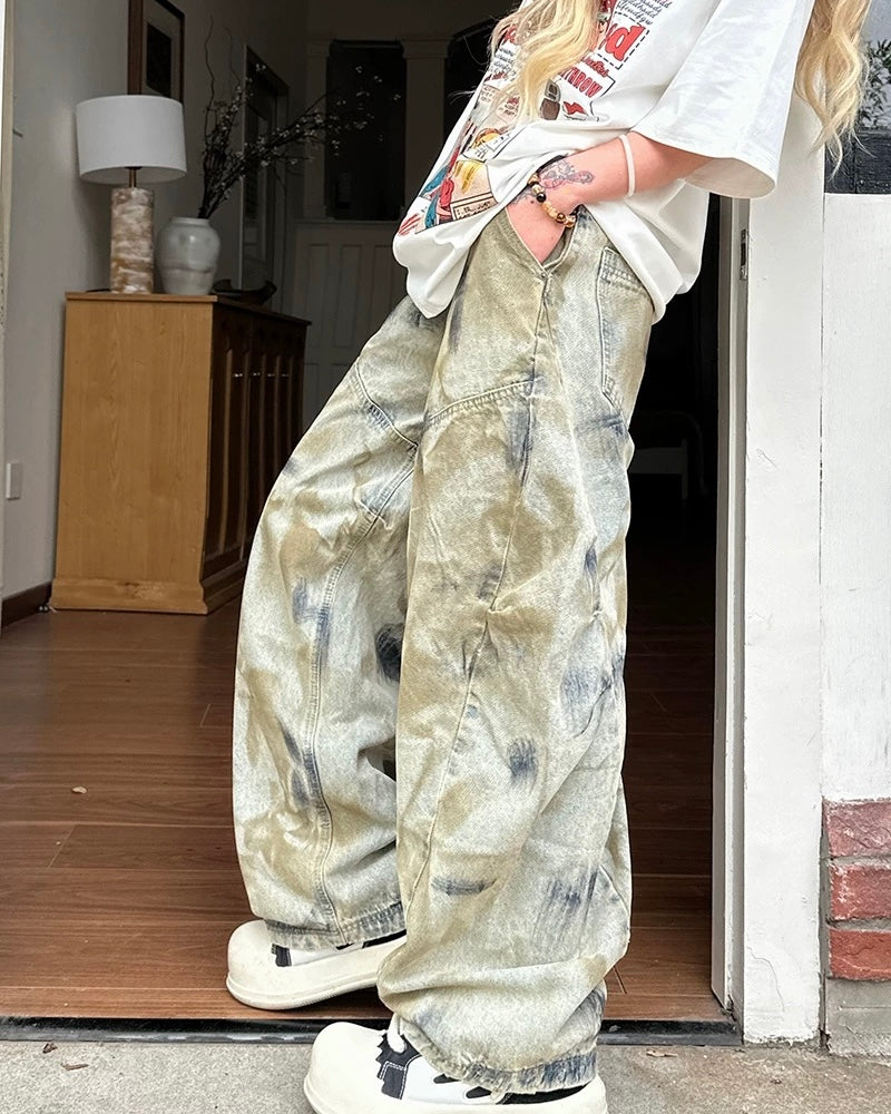 Heavy duty wide-leg jeans