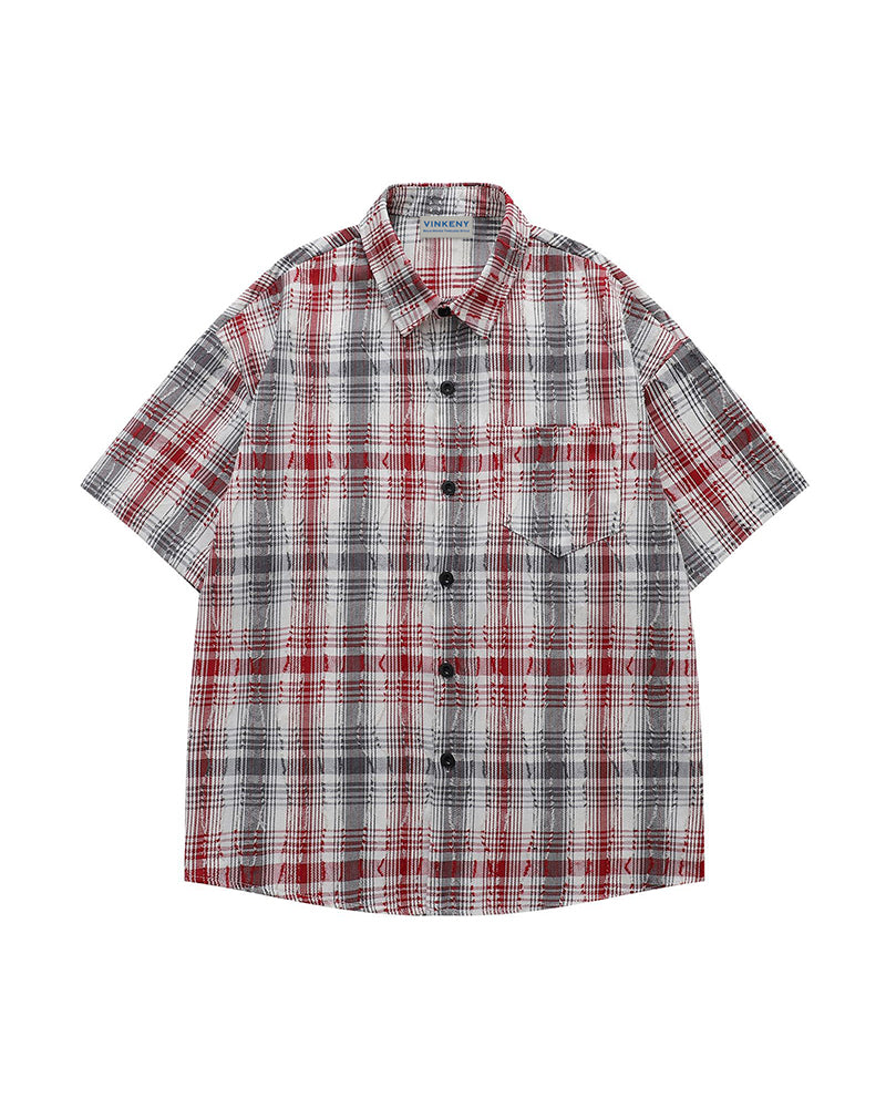 レトロチェック柄半袖シャツ