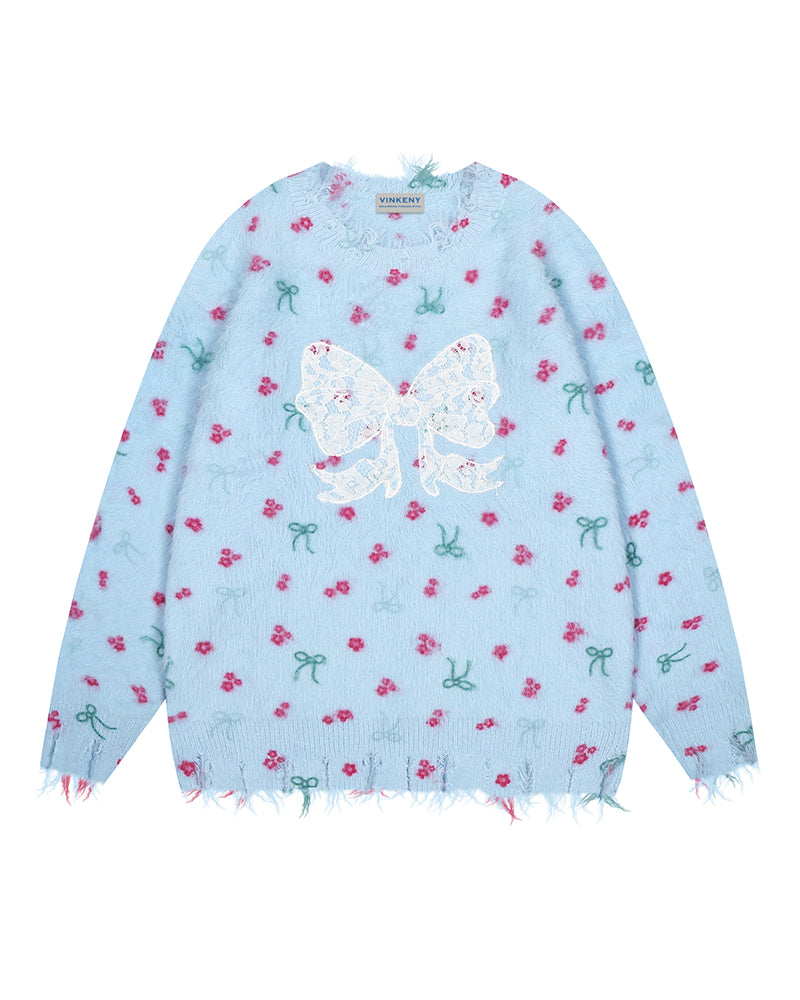 花柄プルオーバーセーター