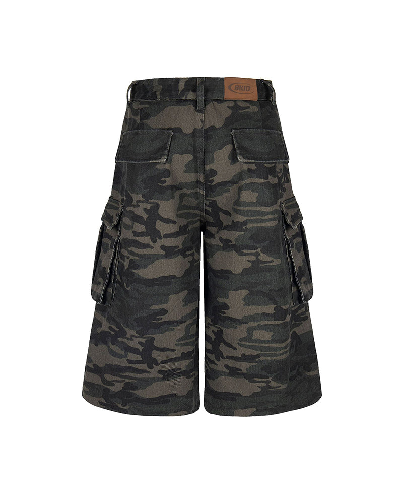 レトロシンプルデニムショートパンツ