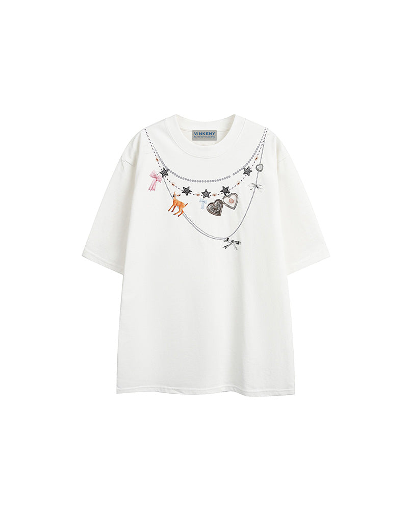 Retro pattern all-match short-sleeve