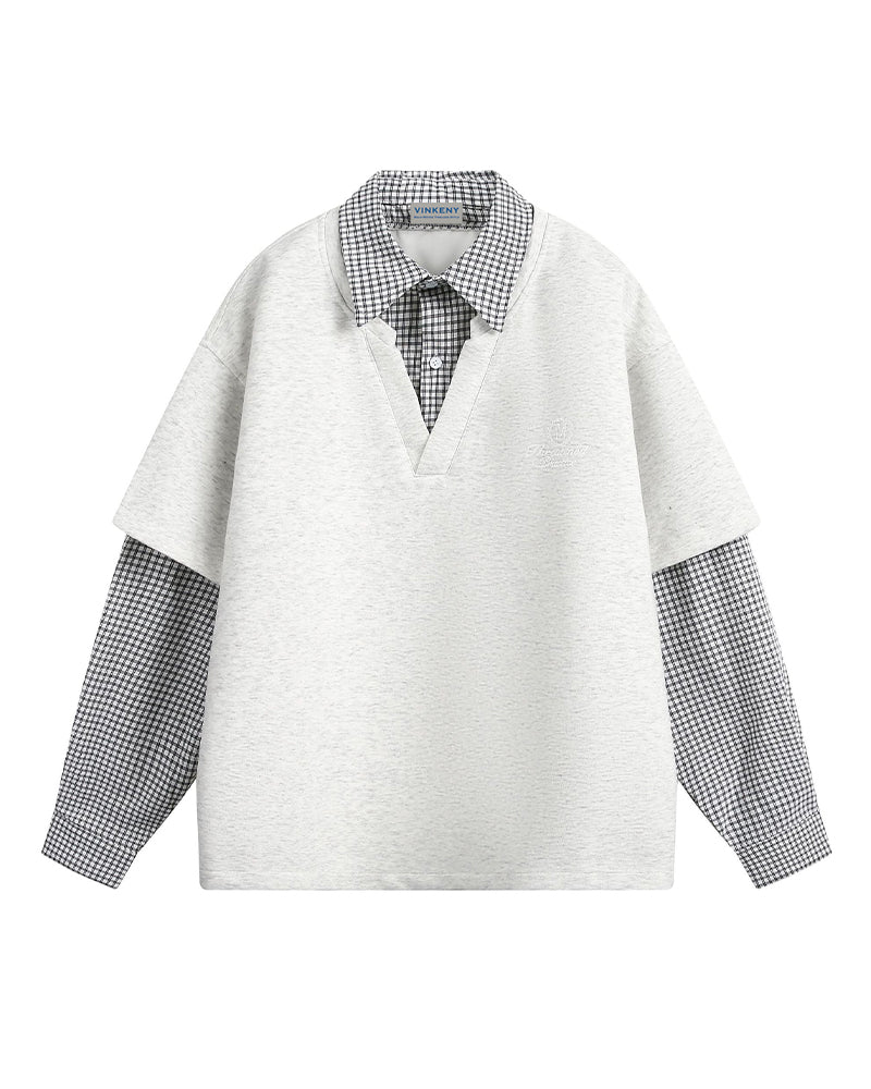 フェイクツーピース スプライス スウェットシャツ