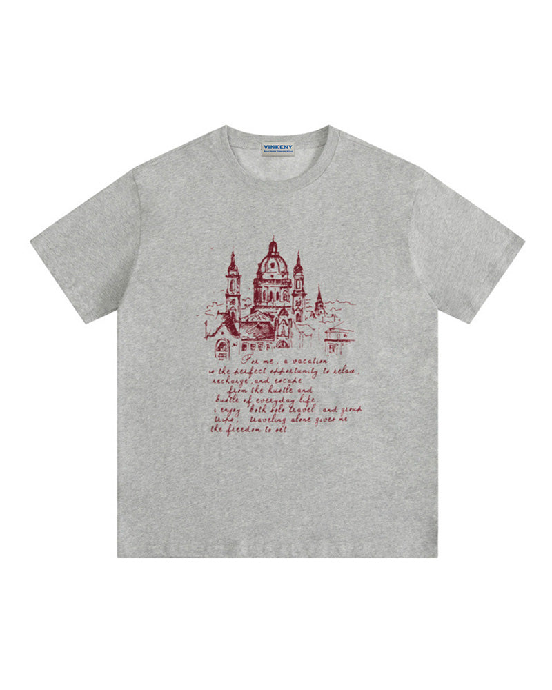 Building print lettering short sleeves