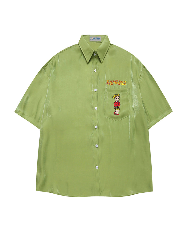 面白い漫画の半袖シャツ