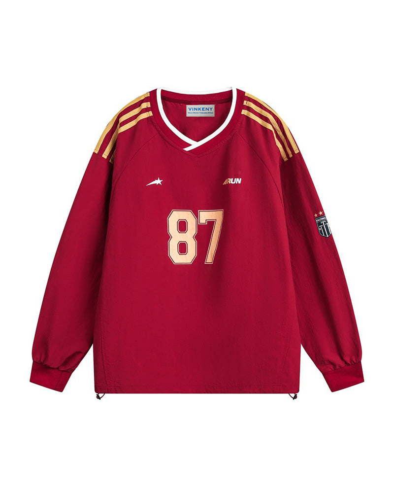 レトロプリントのスポーツスウェットシャツ