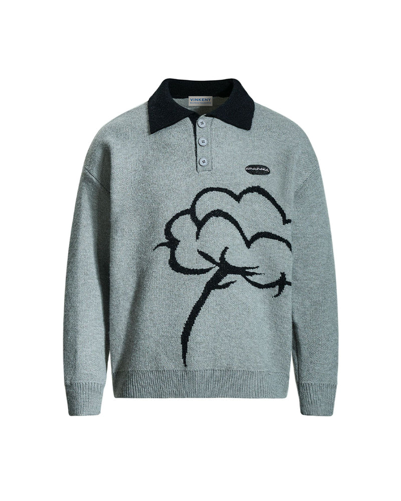 floral jacquard pullover sweater