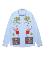 楽しいチェック柄の長袖シャツ