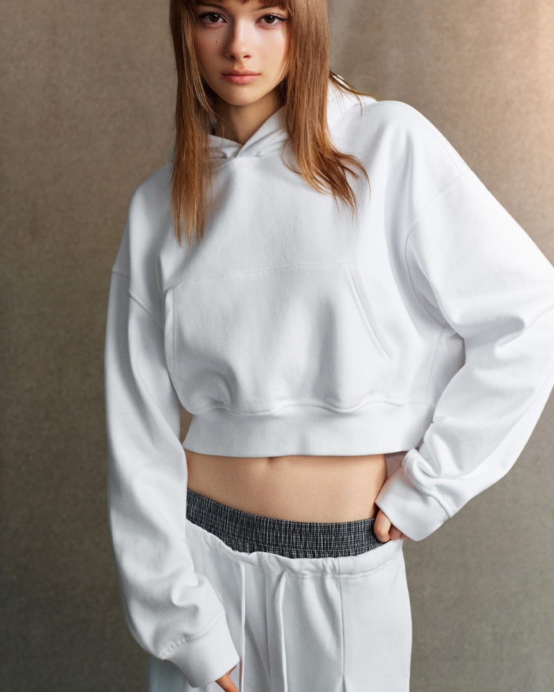 445g Cropped hooded sweatshirt