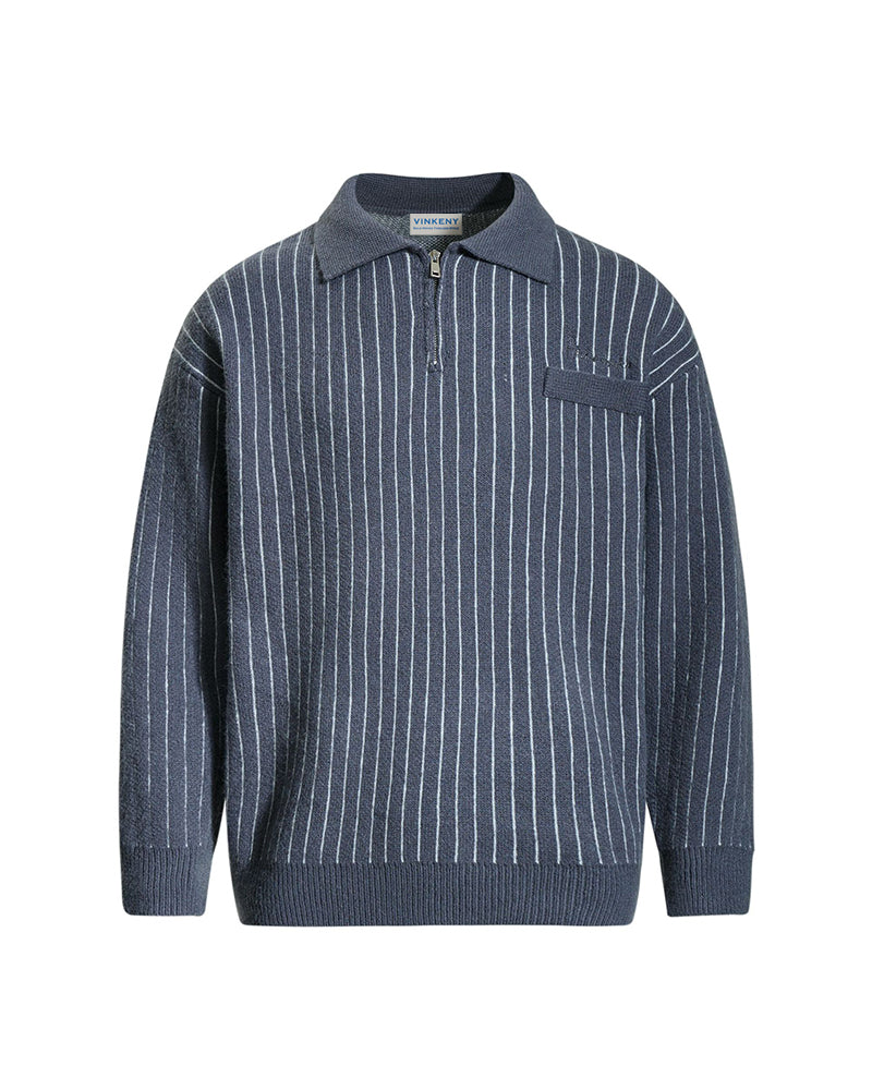 ヴィンテージストライプハーフジップセーター