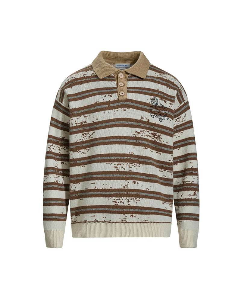 ヴィンテージ刺繍ラペルセーター