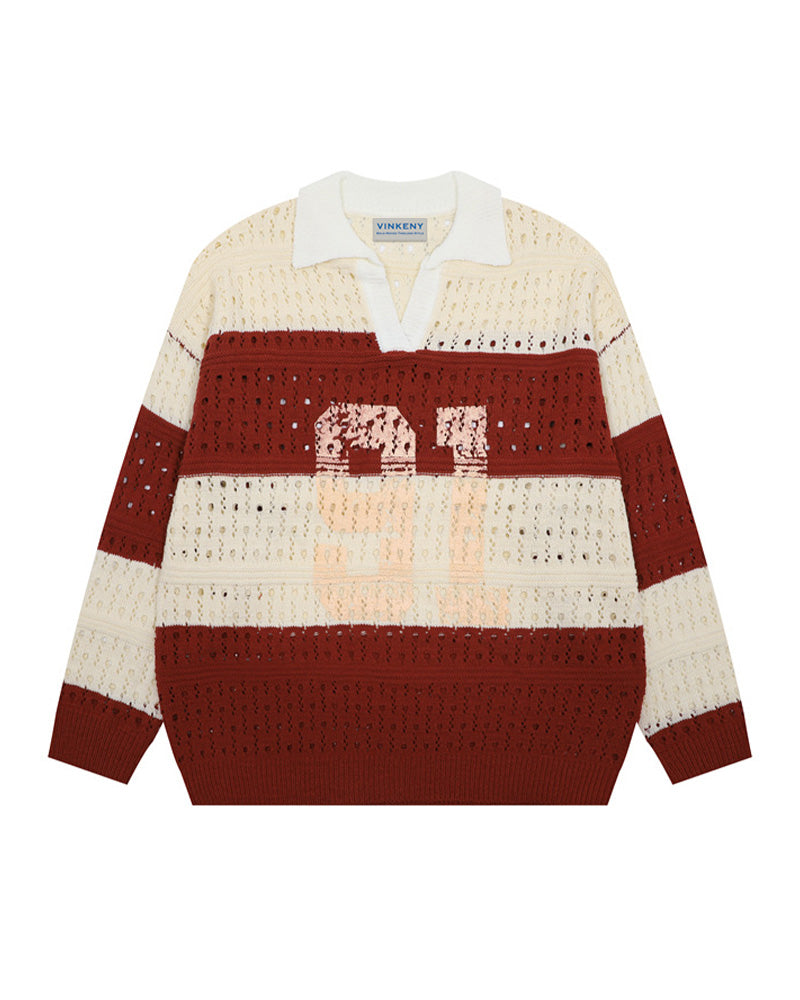 透かしプリントセーター