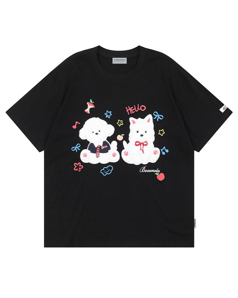 Cute plush puppy short sleeve