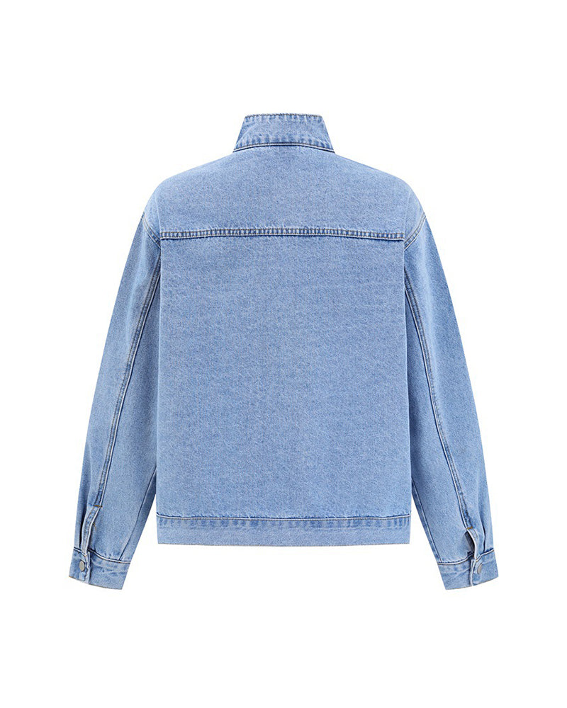 ウォッシュ加工スタンドカラージャケット