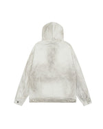 ヴィンテージ風のダメージ加工フード付きスウェットシャツ