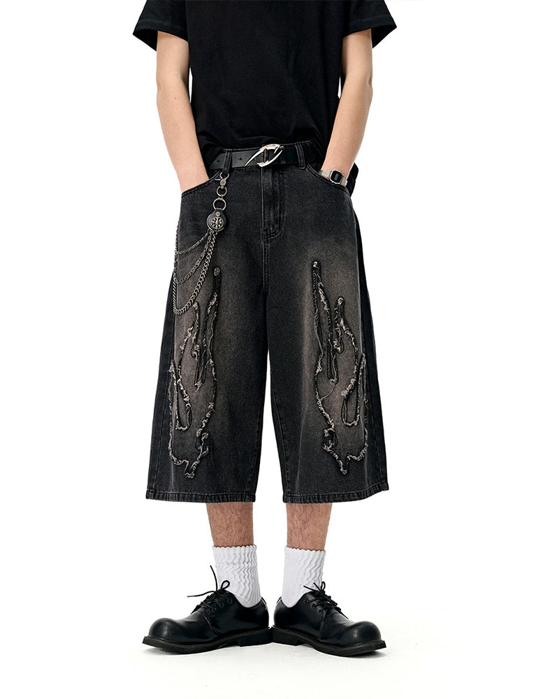 Distressed washed jeans