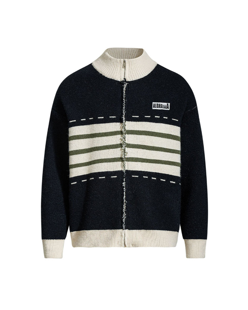 レトロなストライプのパッチワークジャケット