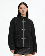 Airplane buckle casual denim jacket