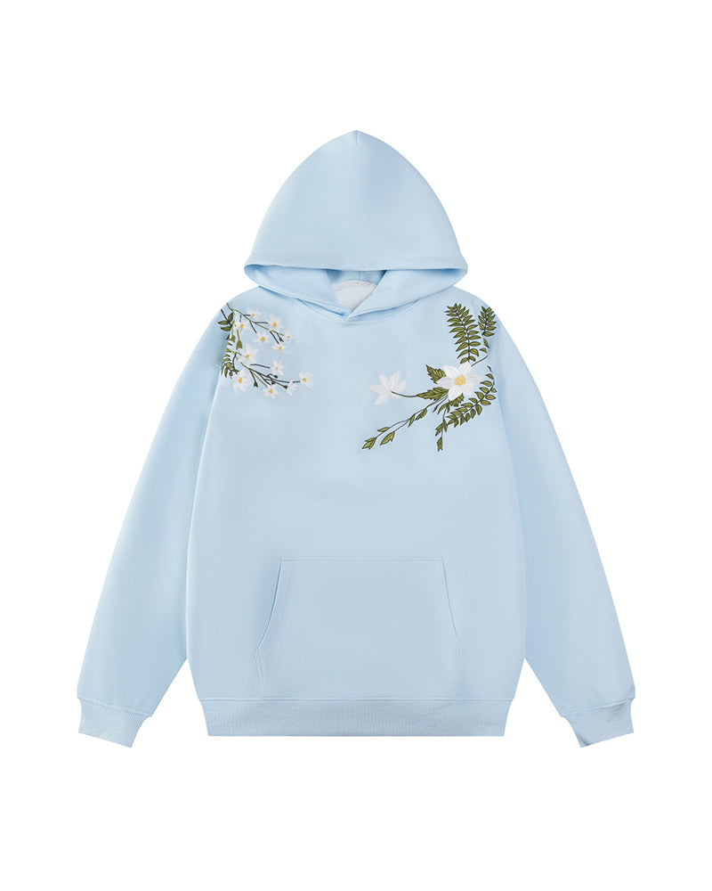 Floral pattern hooded sweatshirt