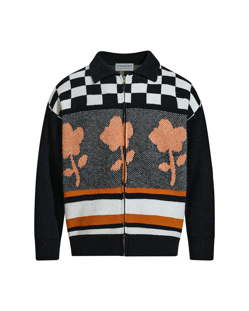 花柄ジャカードセーター