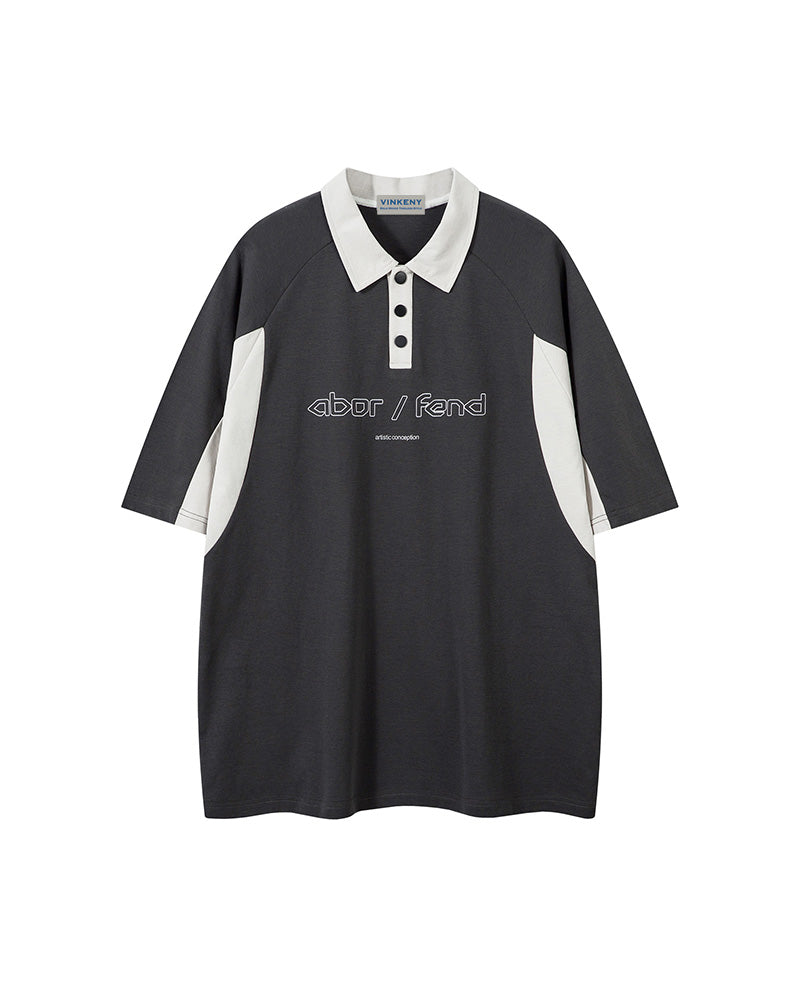 Contrast print lapel short sleeves