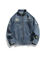 スタンドカラーデニムルーズジャケット