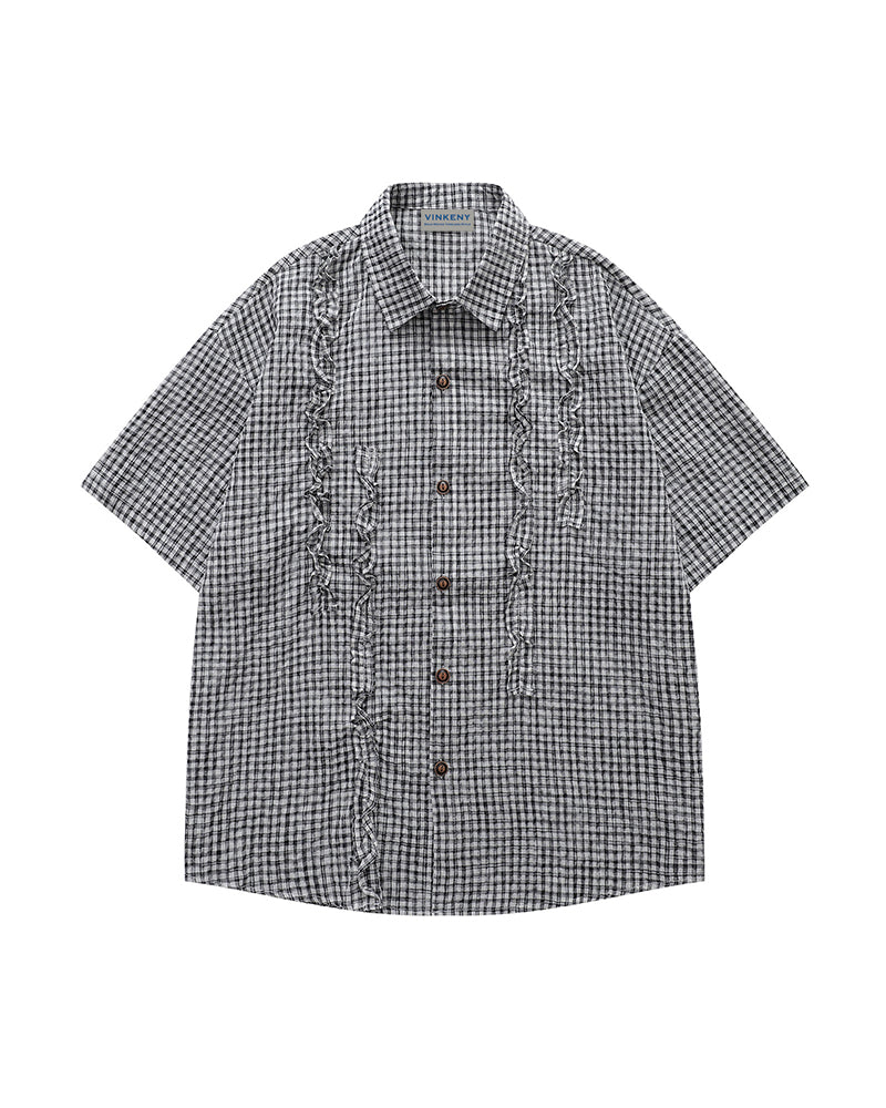 レトロチェック柄半袖シャツ