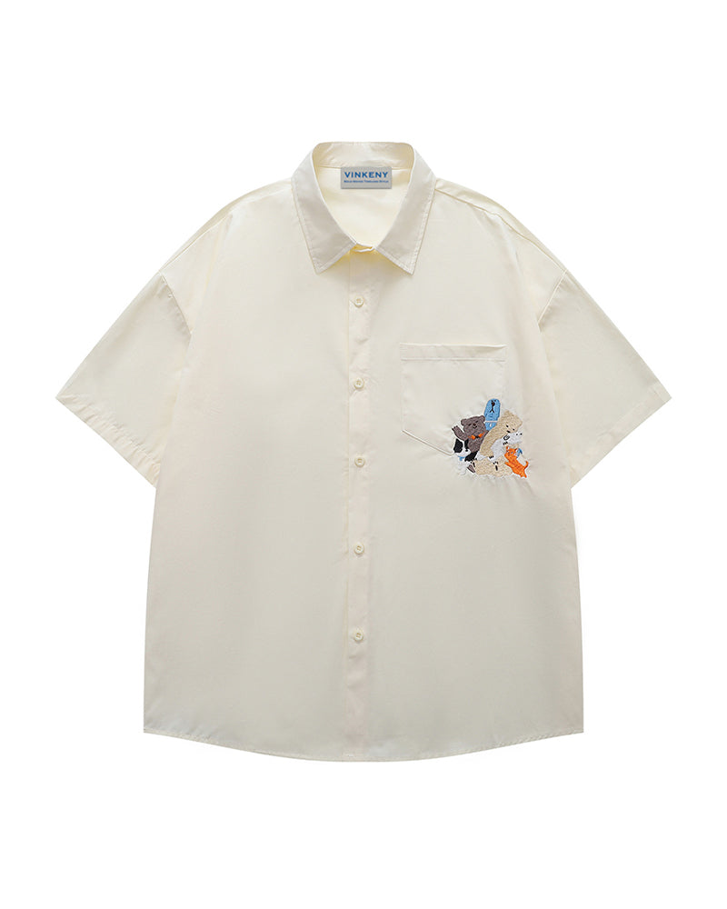 かわいい漫画の刺繍シャツ