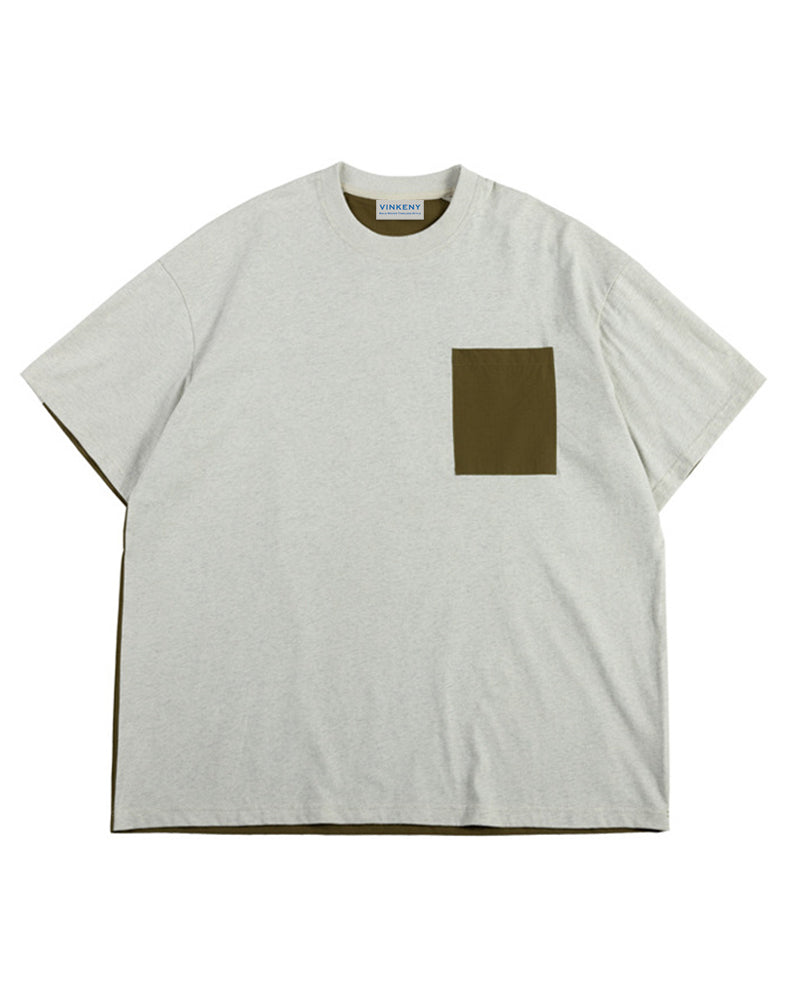 コントラストカラーのステッチワーク半袖