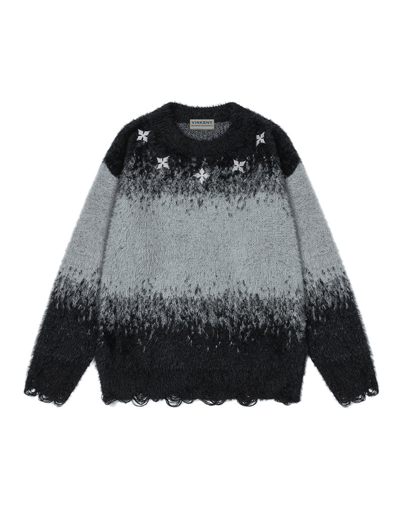 グラデーションクルーネックセーター