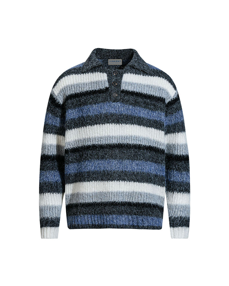 コントラストストライプのプルオーバーセーター
