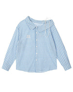 チェック柄のゆったりとした長袖シャツ