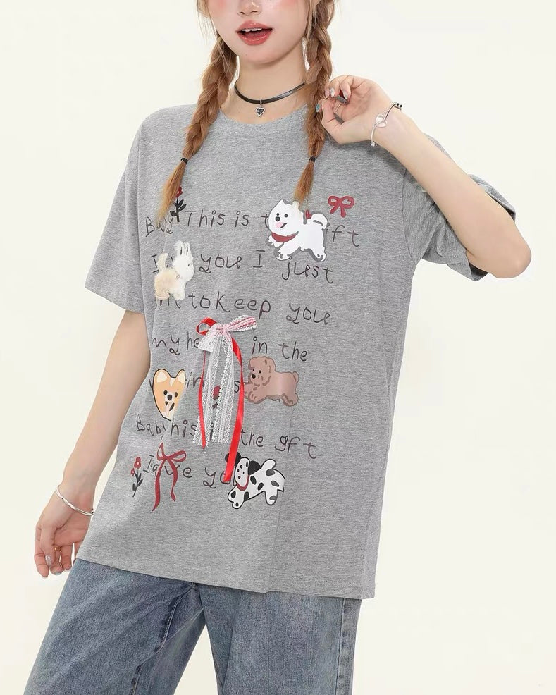 犬のリボン半袖