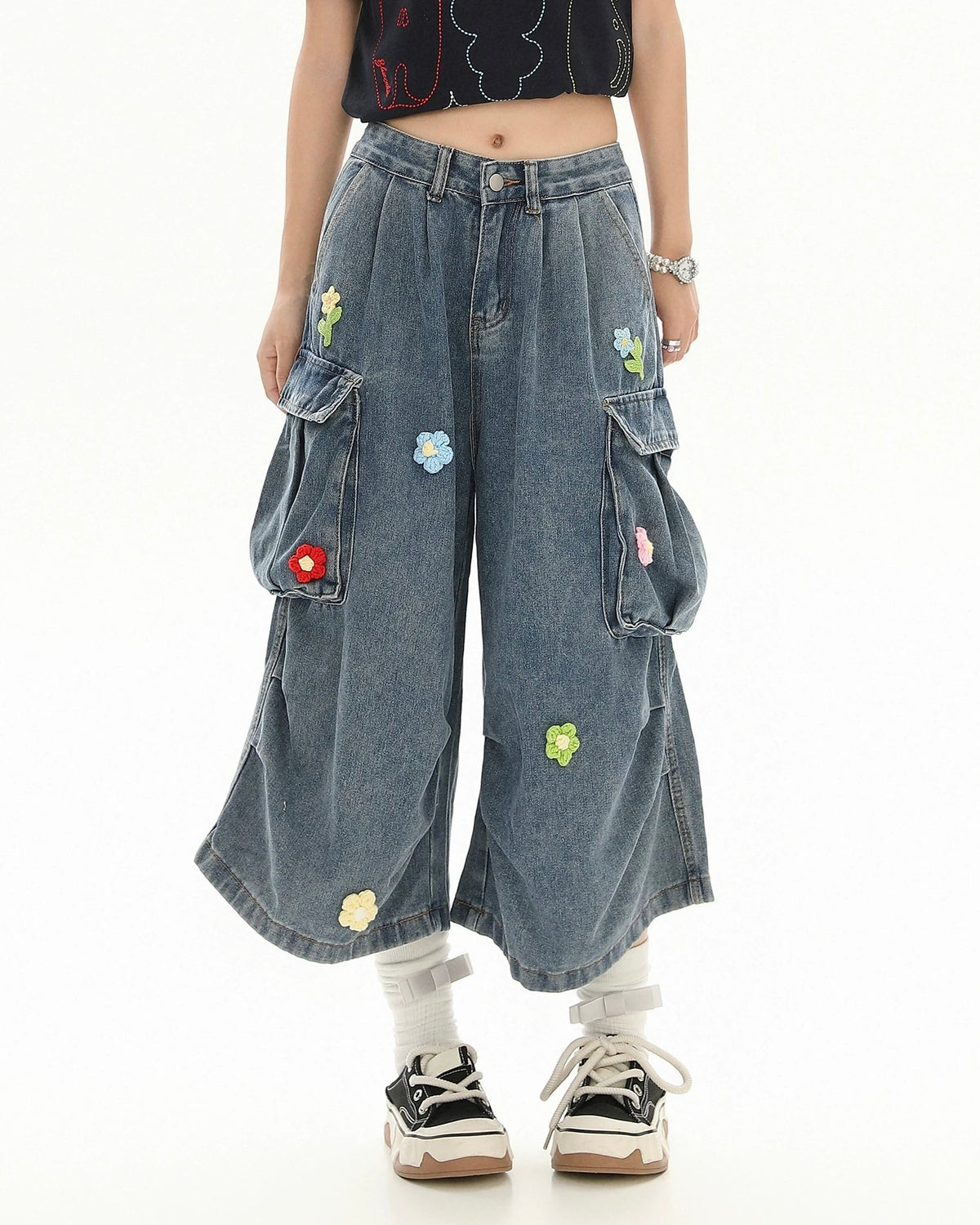 レトロシンプルデニムショートパンツ