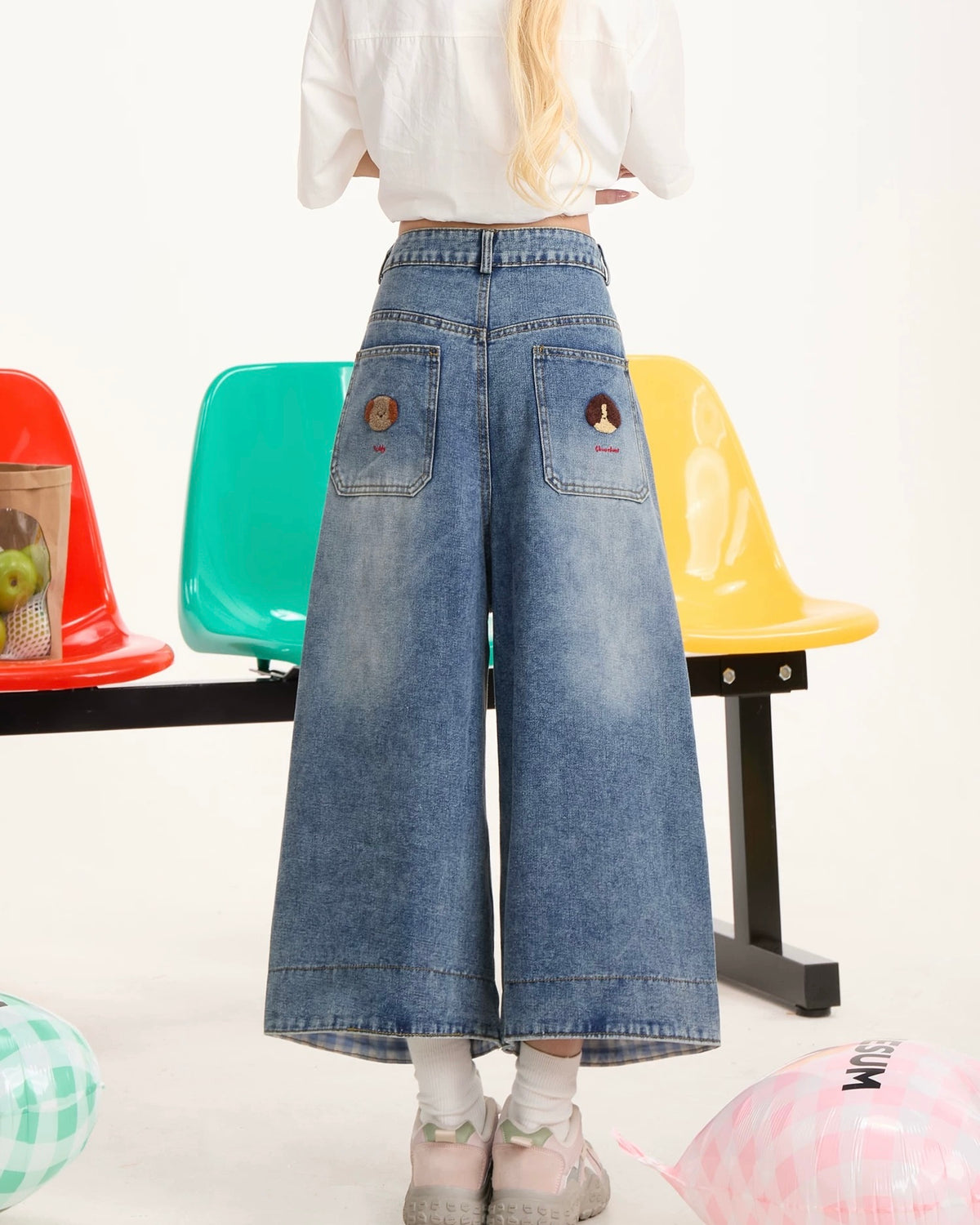 レトロシンプルデニムショートパンツ