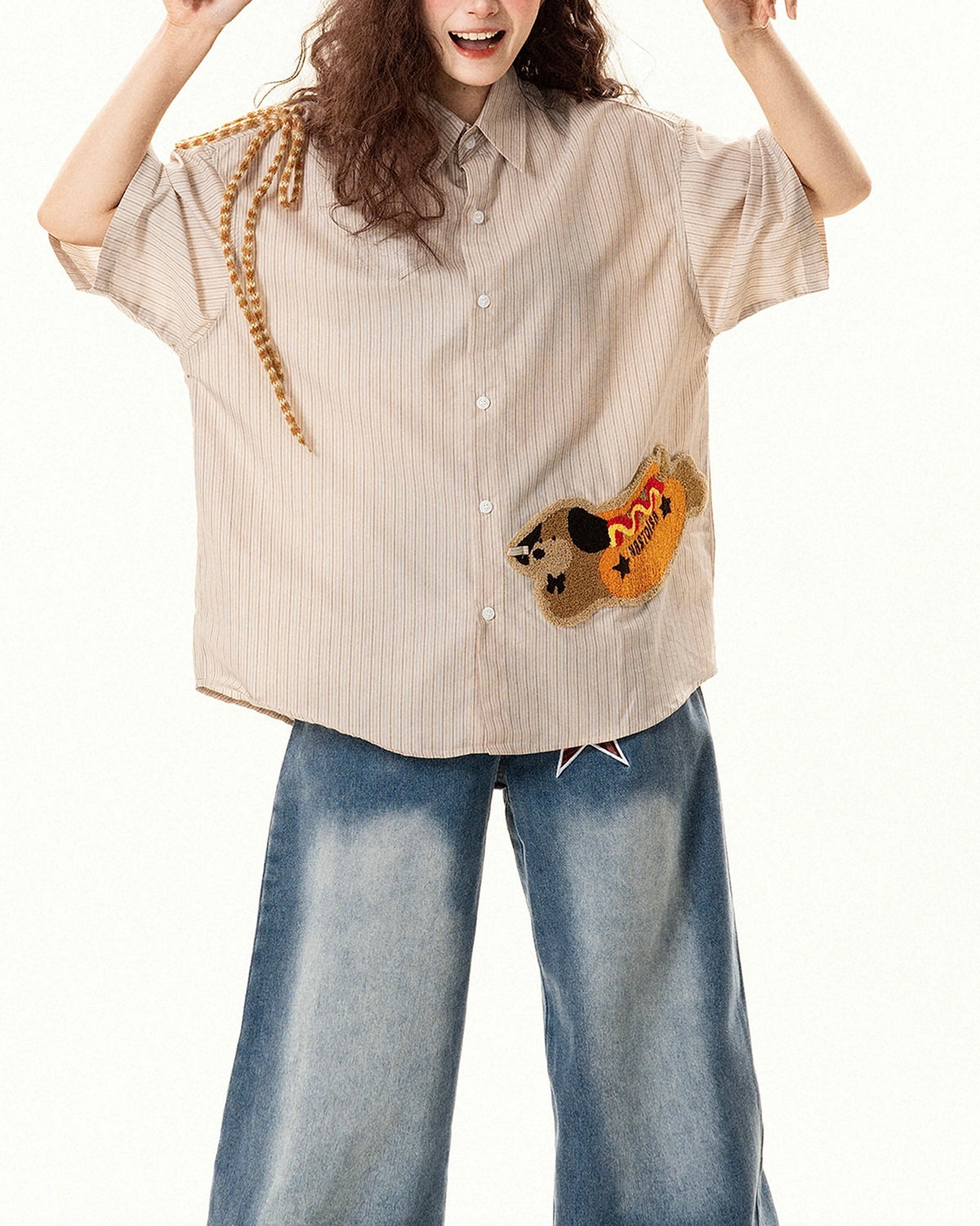 Retro embroidery casual short sleeves