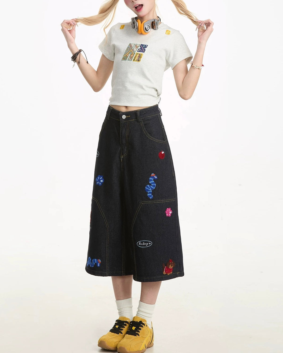 Vintage graphic denim shorts