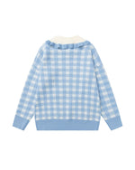 楽しいチェック柄プルオーバーセーター