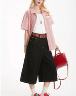 루즈 스트라이프 반팔 셔츠