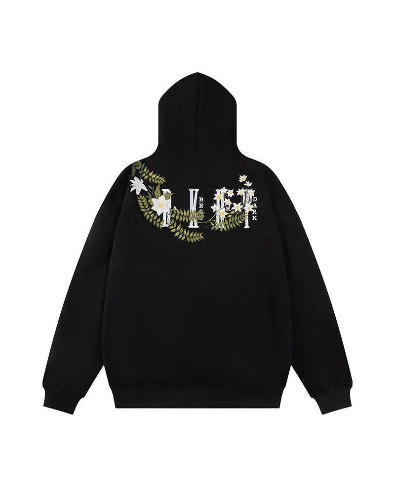 Floral pattern hooded sweatshirt