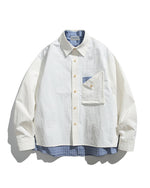 Faux two-piece long-sleeved shirt