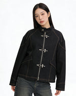 Airplane buckle casual denim jacket