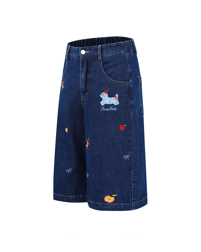 シンプルパピーデニムショーツ