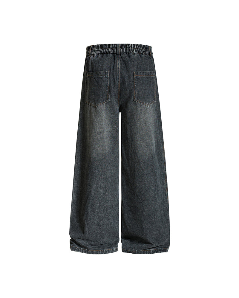 Cartoon washed straight jeans